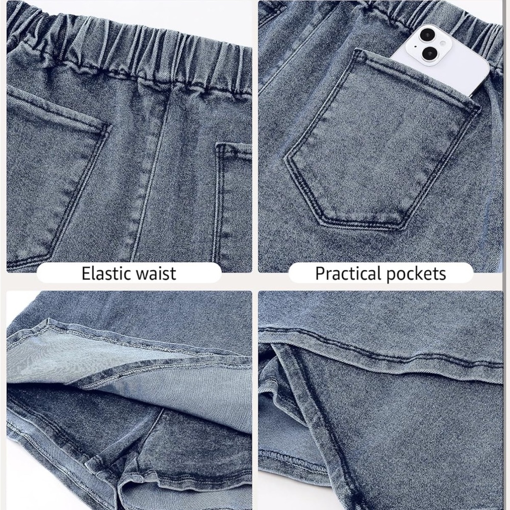 3 for $15 ✨NWOT Blue Denim Wrap Skort Jean Skort Classic Asymmetrical Hem - Picture 7 of 14